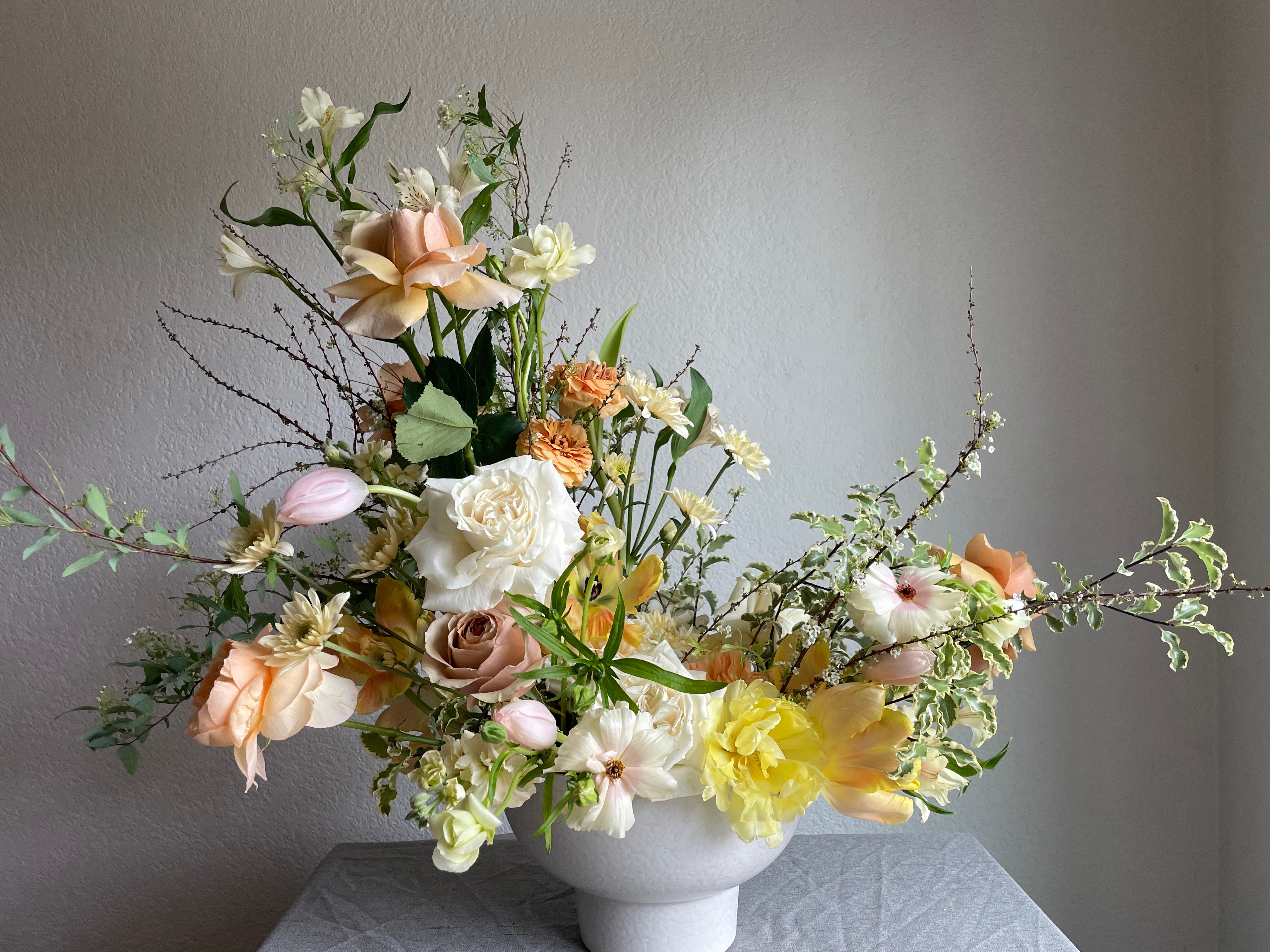 spring pastel wedding arrangement