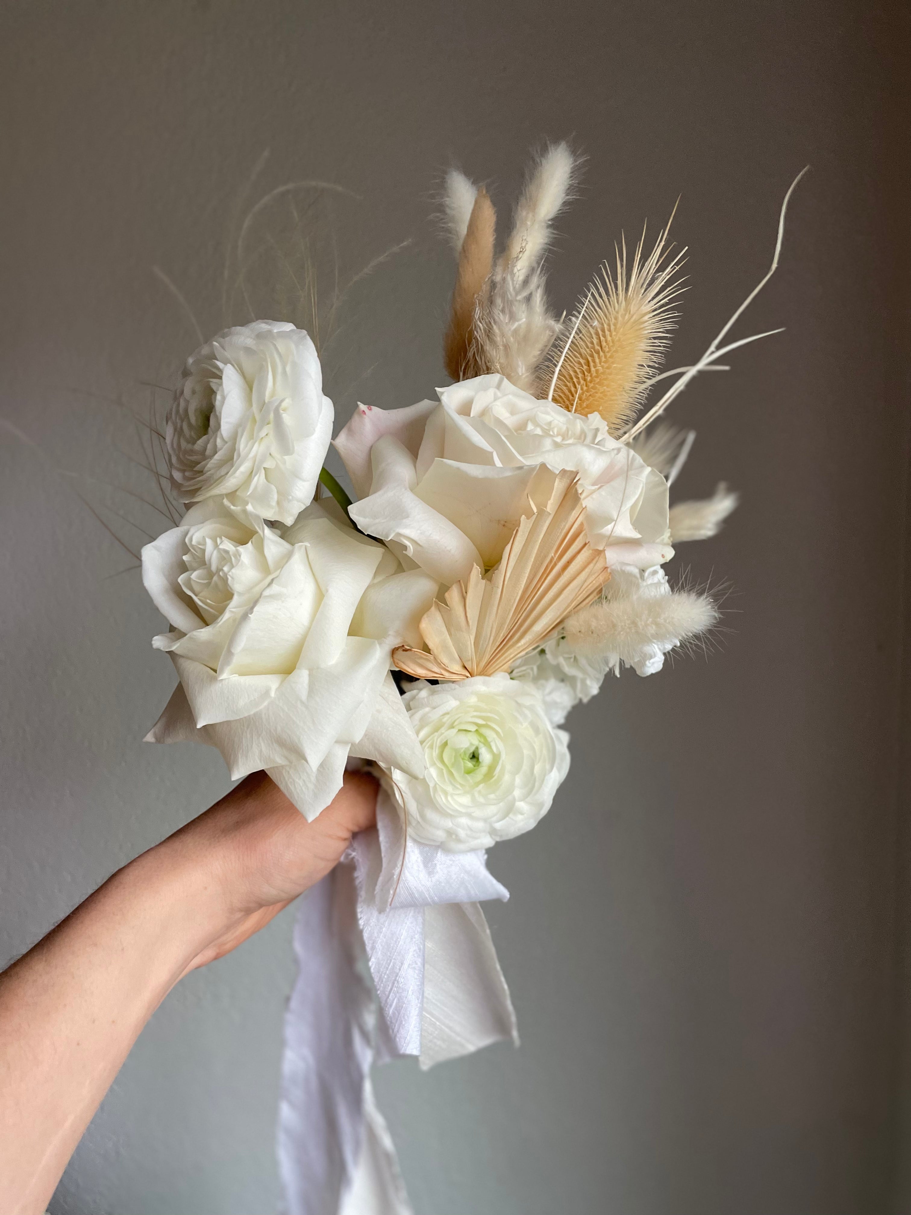 long lasting natural modern bohemian wedding bouquet
